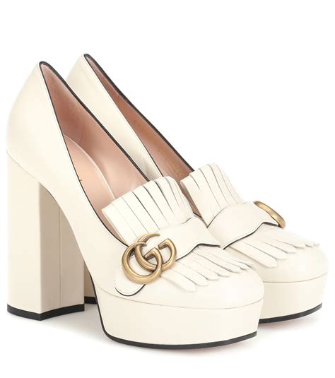 white gucci pumps|gucci marmont platform pumps.